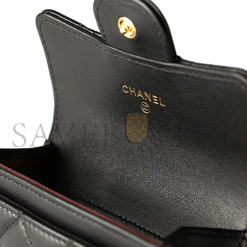 CHANEL CLASSIC CARD HOLDER LAMBSKIN & GOLD-TONE METAL BLACK AP0214 (11.3*7.5*2.5cm)